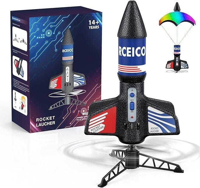 71h5BgFR02L._AC_SX679_.jpg Rocket Launcher, 200 Feet of Flight Altitude, Model Rocket Kits with Launch Set, Ultra-high Flying Rocket, Rocket Toy, Outdoor Toys for Ages 8-13, Birthday Gift for Kids Boys & Girls - Image 1