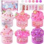 6 Pack Slimes, Pink Slime Kids, Cloud Slime kit for Girls Ages 8-12, Toys for Girls and Boys, for Kids Slime Set Party kit Goodie Bag Stuffers, 4 5 6 7 8 9 10 Year Old Girl Birthday Gift Cute Stuff
