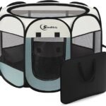 Dog Cat Playpen, Puppy Pet Playpen Indoor for Small Dog Crate Tent Cage Outdoor, Portable Pop Up Dogs Enclosure Kennel with Carrying Case for Dogs/Cats/Rabbits(Grey, Small