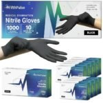 Black Nitrile Gloves Medium, Case of 1000 - Disposable Exam Gloves 3 Mil, Latex-Free, Powder-Free, Food Safe - Medical Grade for Cooking, Cleaning, Lab and Industrial Use - Click-Medical
