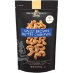 Squirrel Brand Sweet Brown Butter Cashews, 3.5 oz Resealable Bag, Gourmet Flavored Cashews Nuts, Gluten Free, Vegetarian