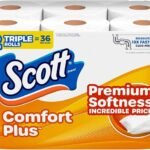 Scott ComfortPlus Toilet Paper, 12 Triple Rolls, 231 Sheets per Roll, Septic-Safe, 1-Ply Toilet Tissue
